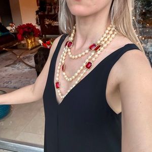 Chanel Vintage Strass & Faux Pearl Long Necklace